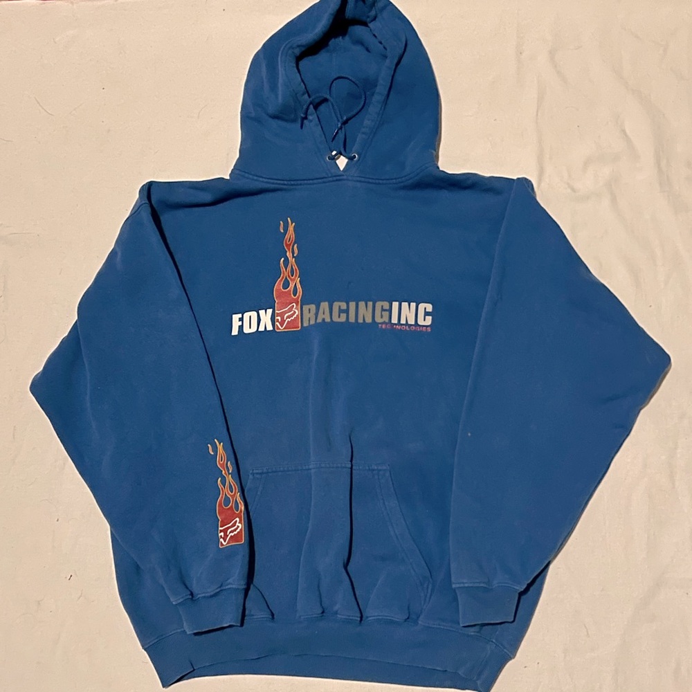 Heavyweight baggy Fox racing flame hoodie